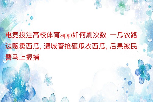 电竞投注高校体育app如何刷次数_一瓜农路边贩卖西瓜, 遭城管抢砸瓜农西瓜, 后果被民警马上握捕