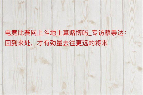 电竞比赛网上斗地主算赌博吗_专访蔡崇达：回到来处，才有劲量去往更远的将来