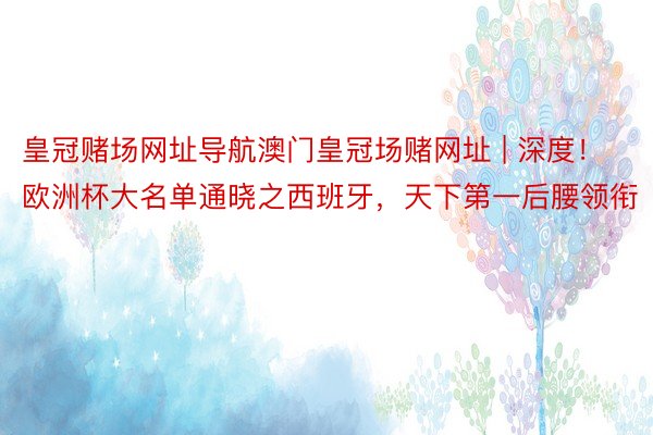皇冠赌场网址导航澳门皇冠场赌网址 | 深度！欧洲杯大名单通晓之西班牙，天下第一后腰领衔