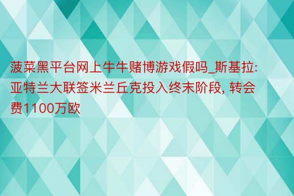 菠菜黑平台网上牛牛赌博游戏假吗_斯基拉: 亚特兰大联签米兰丘克投入终末阶段, 转会费1100万欧