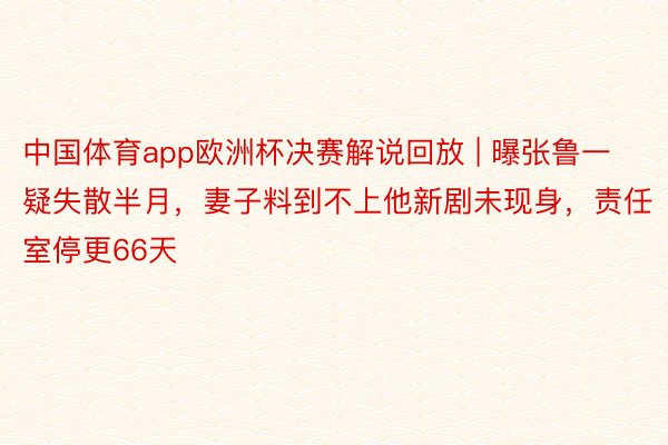 中国体育app欧洲杯决赛解说回放 | 曝张鲁一疑失散半月，妻子料到不上他新剧未现身，责任室停更66天