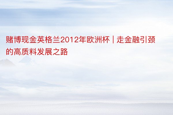 赌博现金英格兰2012年欧洲杯 | 走金融引颈的高质料发展之路